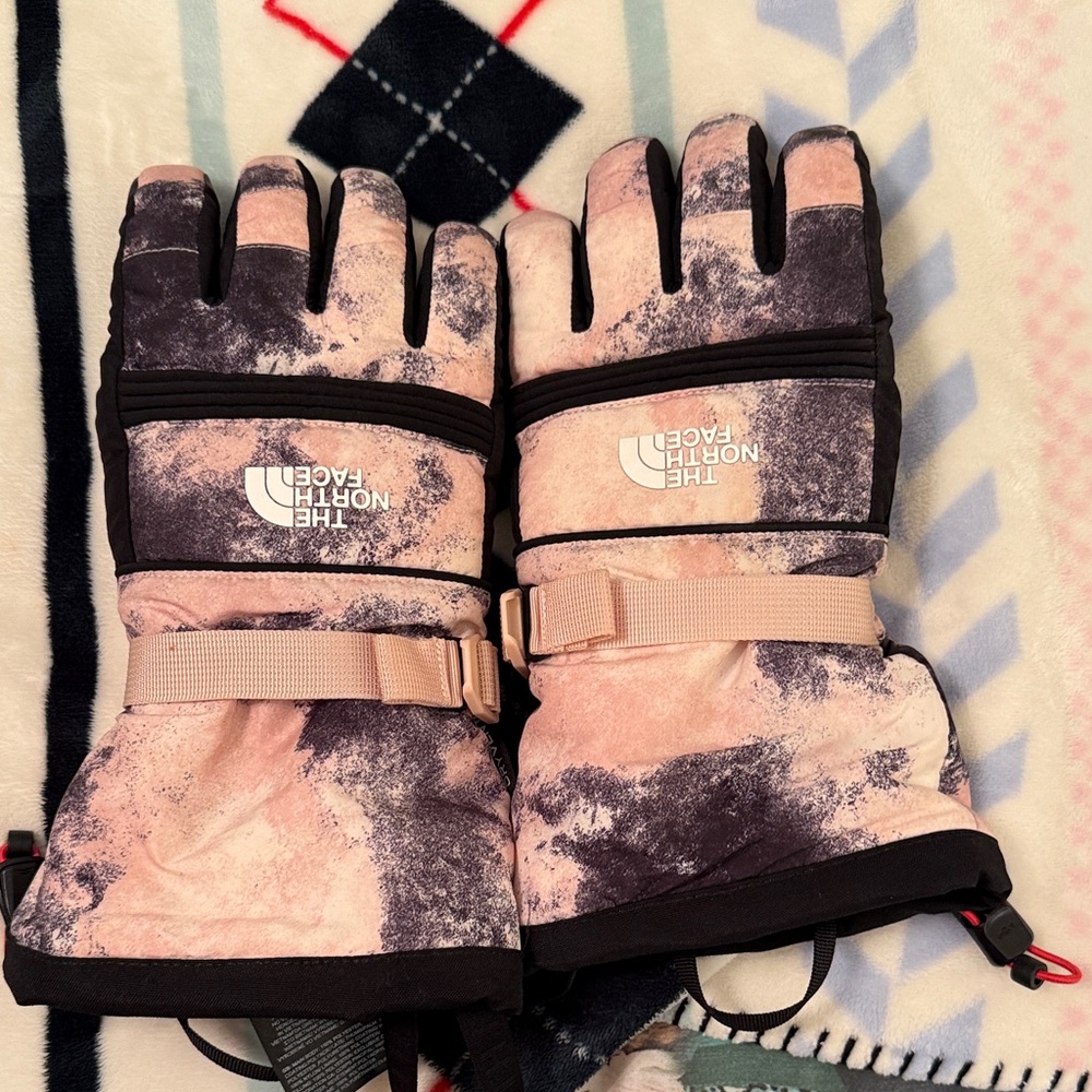 The North Face Pink and Black Winter Gloves